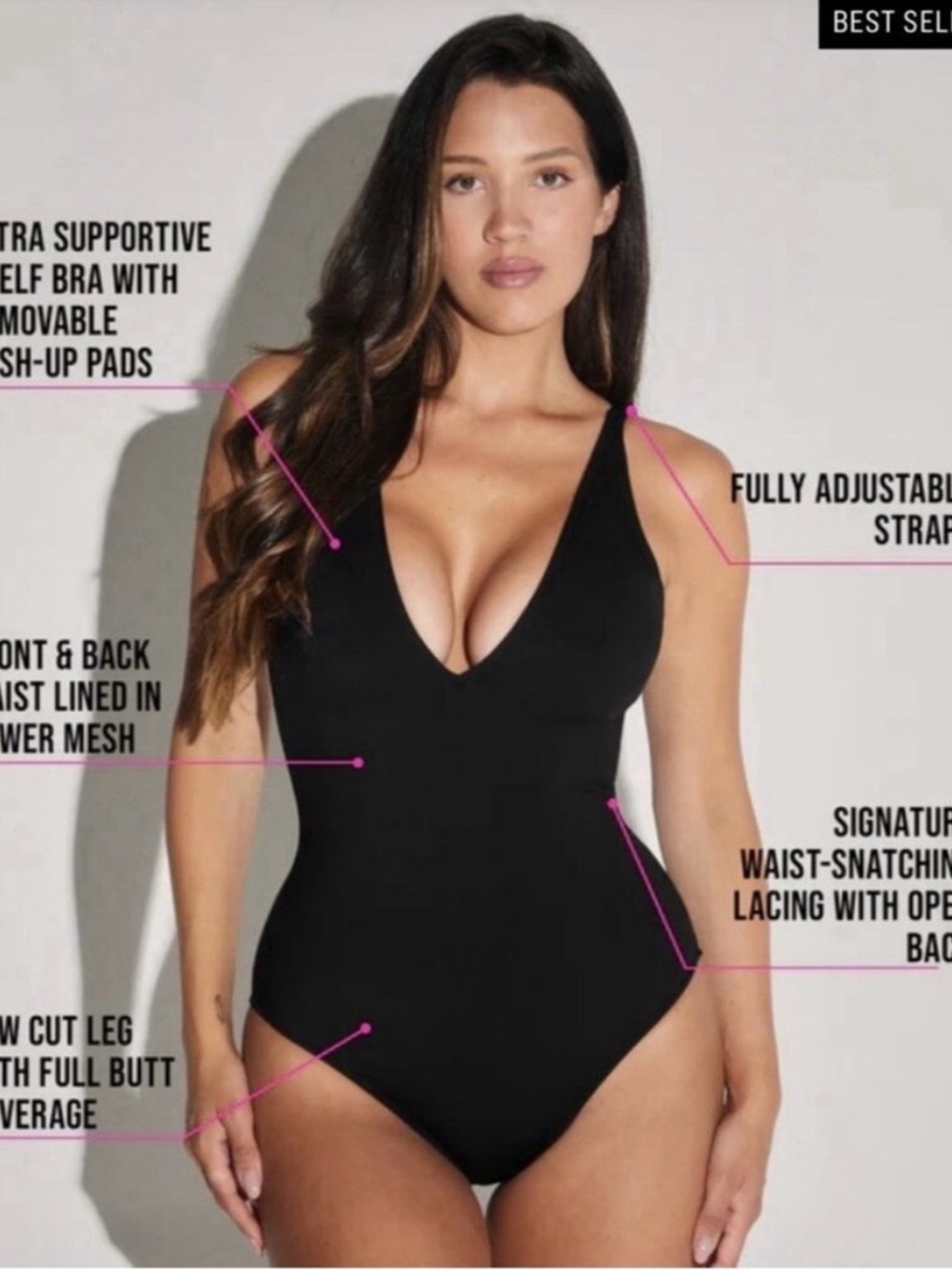 TA3 Black Sculpting One Piece Swimsuit | Size M | Waist Snatching Lace Back - Picture 3 of 9